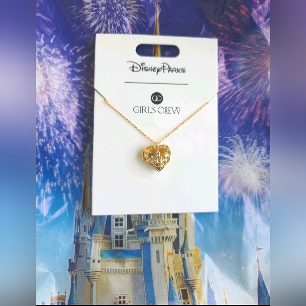 Disney Parks x GIRLS CREW Castle Locket Heart Necklace FREE SHIPPING